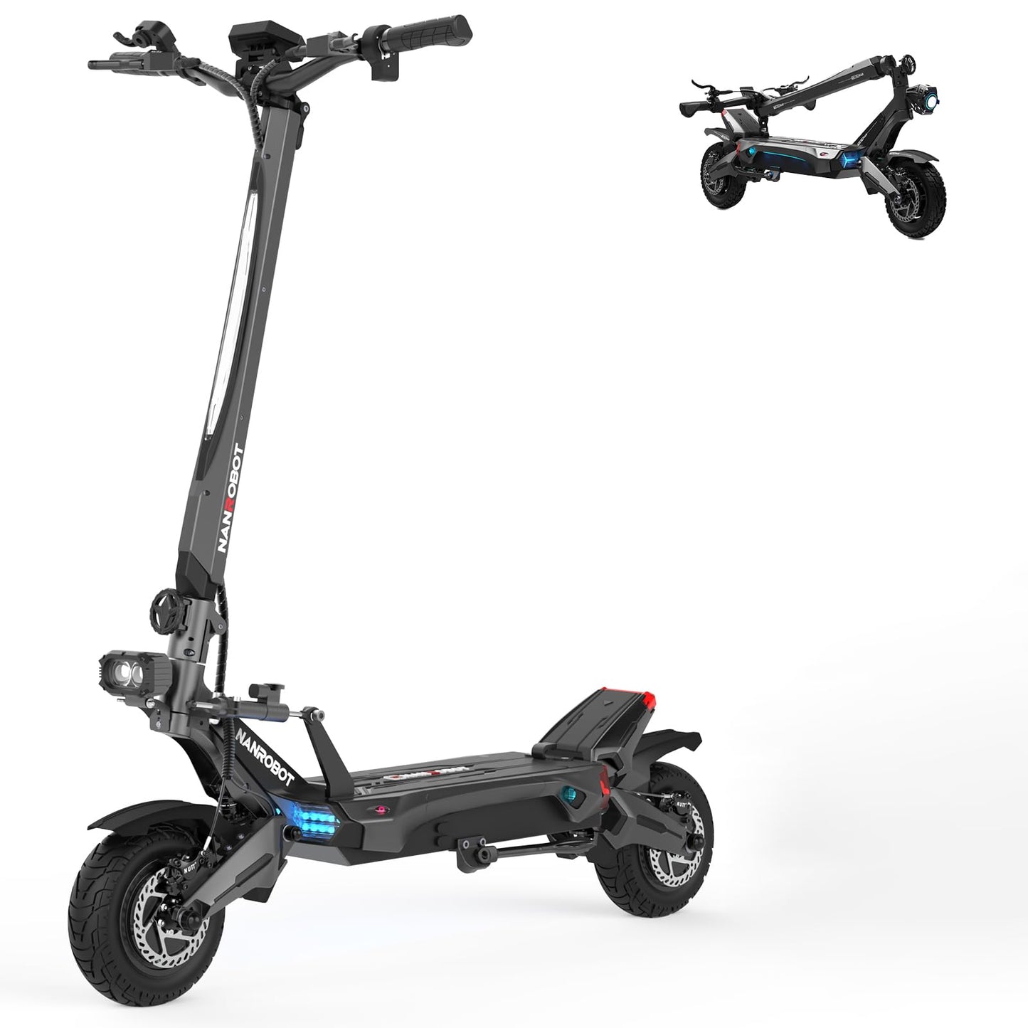 NANROBOT Electric Scooter Adults 50mph Dual Motor Electric Scooter with Suspension 80Miles Range Fast Sports Escooter Folding 10" Off Road Tires 330LBS Max Load Complies with UL2272 Certification