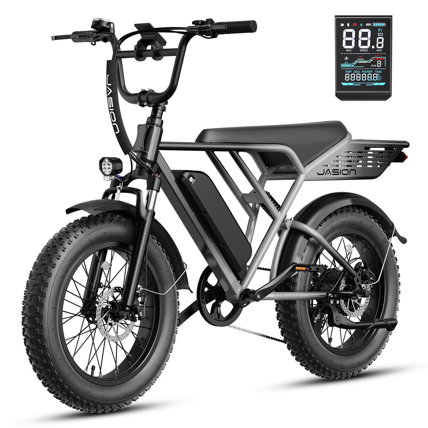 Jasion RetroVolt Electric Bike for Adults,【1500W Peak Motor & 30MPH】 Electric Dirt Bike,Dual Suspension Ebikes for Adults, 20" Fat Tire Ebike with 624WH Battery, UL 2849 Tested