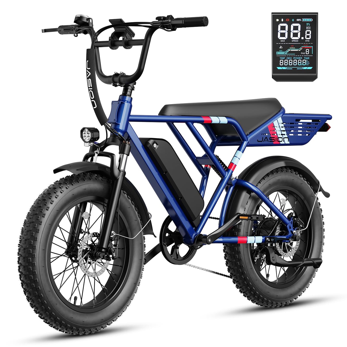 Jasion RetroVolt Electric Bike for Adults,【1500W Peak Motor & 30MPH】 Electric Dirt Bike,Dual Suspension Ebikes for Adults, 20" Fat Tire Ebike with 624WH Battery, UL 2849 Tested