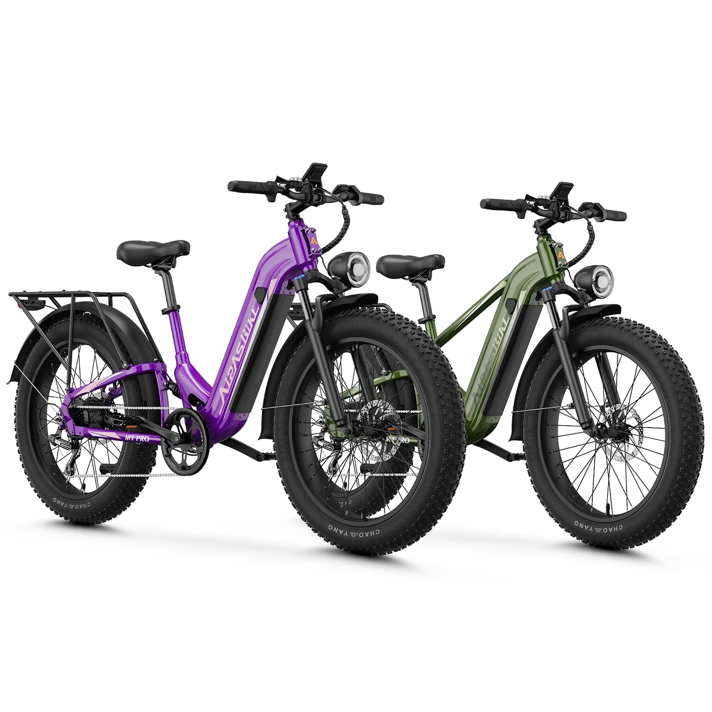 M1 Pro & M2 Pro Electric Bike Combo, 1800W Peak Motor Fat Tire EBikes for Adults, 36MPH Electric mountain Bike with 48V 17.5Ah Battery, 26" x 4.0" All-Terrain Tires, 7 Speed, 85 Miles Long Range