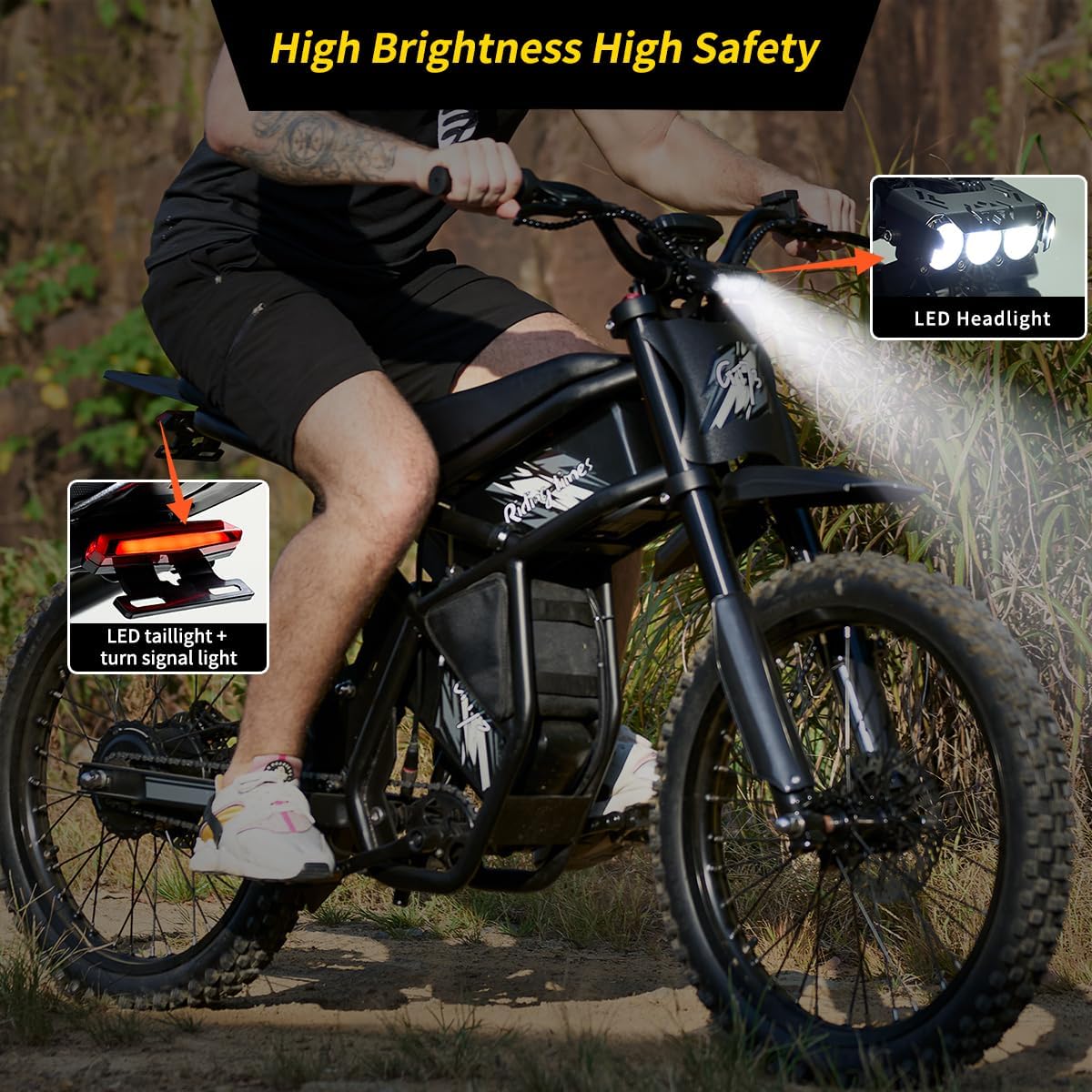 GT73 Pro/ GT73/ GT73 Mini - Electric Dirt Bike for Adults/Teens - 3000W/ 2500W Motor - 50/37 MPH High-Speed, 25"/14'' Fat Tires & Dual Removable Battery, All-Terrain Off-Road eBike for Snow, Sand