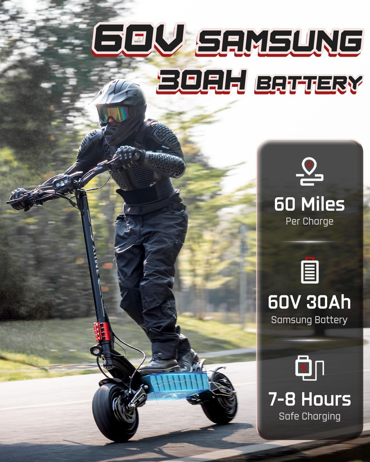 M YUME SCOOTER Raptor 6000W Motor Scooter, 50MPH 56/60 Miles 60V 27/30AH Electric Scooter for Adults, 11" Long Range Scooter Fast Escooter for Commuting & Adventure,UL-2272 Certified