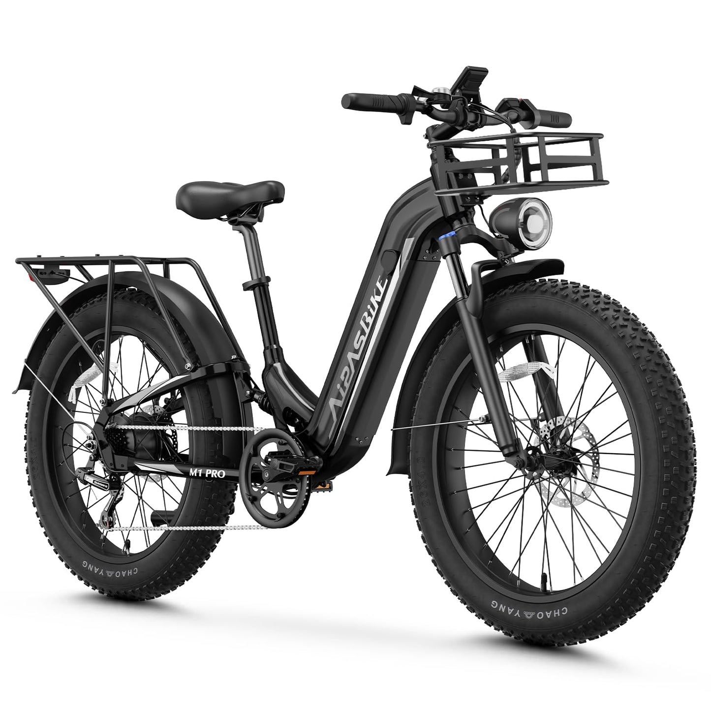 M1 Pro Electric Bike, 1800W Peak Motor Electric Bike for Adults, 48V 17.5Ah, 26'' x 4.0'' Fat Tire Electric Mountain Bike, Ebike with 85 Miles, 36MPH, 7 Speed 110Nm and Dual Suspension