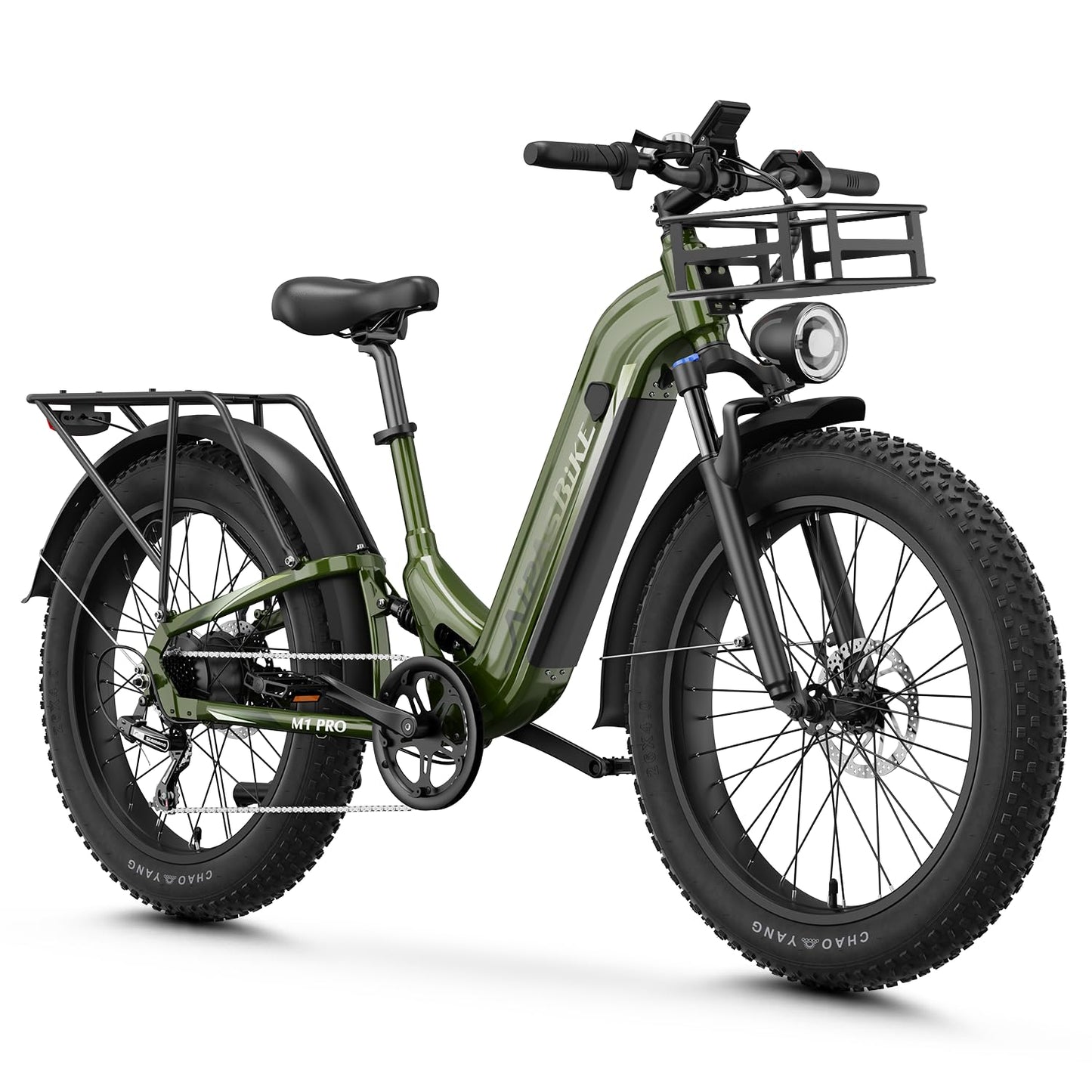 M1 Pro Electric Bike, 1800W Peak Motor Electric Bike for Adults, 48V 17.5Ah, 26'' x 4.0'' Fat Tire Electric Mountain Bike, Ebike with 85 Miles, 36MPH, 7 Speed 110Nm and Dual Suspension