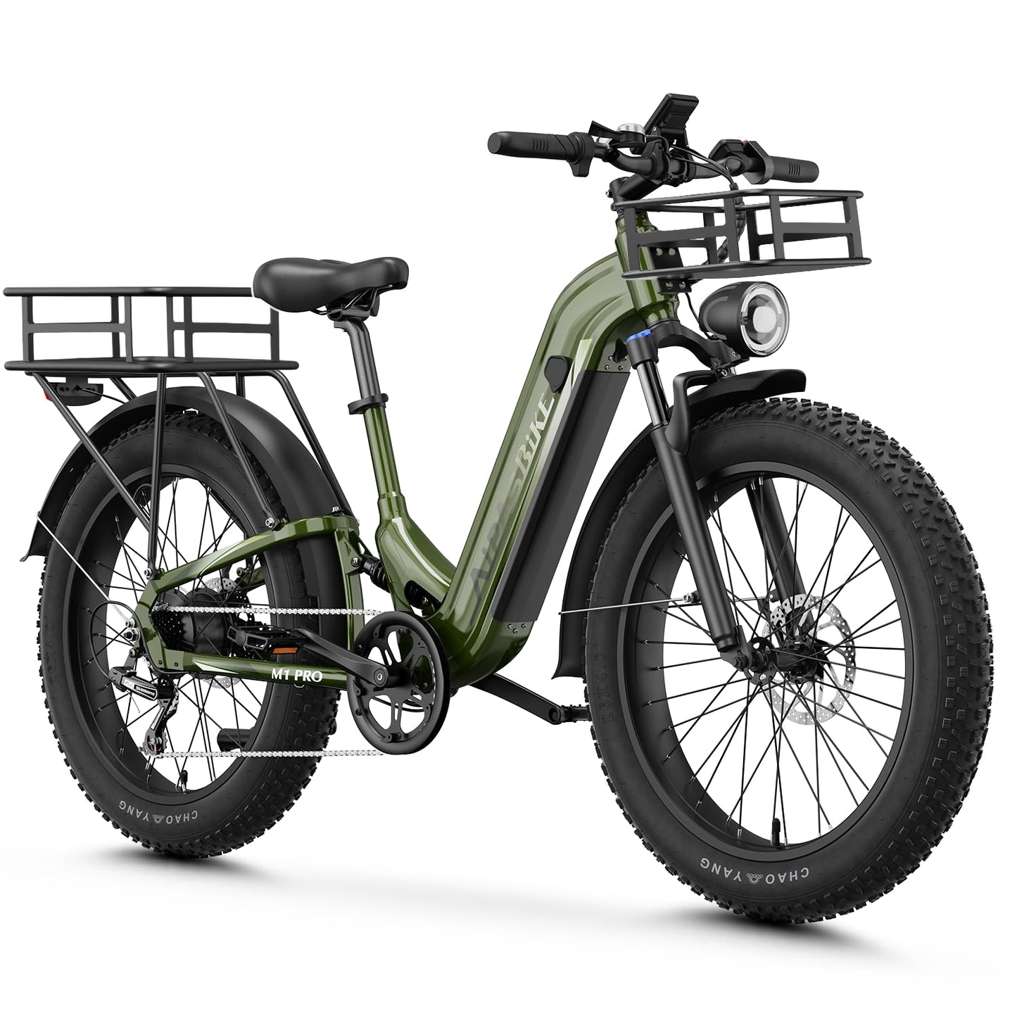 M1 Pro Electric Bike, 1800W Peak Motor Electric Bike for Adults, 48V 17.5Ah, 26'' x 4.0'' Fat Tire Electric Mountain Bike, Ebike with 85 Miles, 36MPH, 7 Speed 110Nm and Dual Suspension