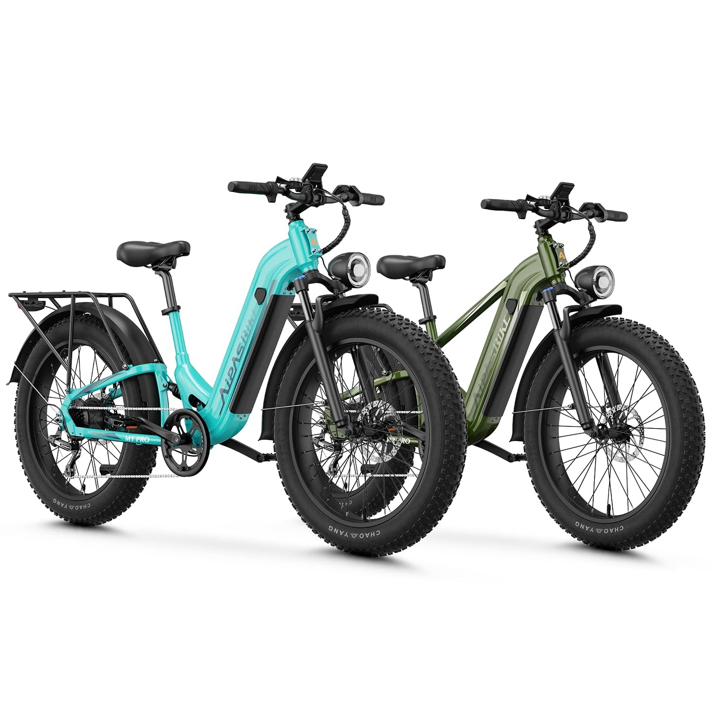M1 Pro & M2 Pro Electric Bike Combo, 1800W Peak Motor Fat Tire EBikes for Adults, 36MPH Electric mountain Bike with 48V 17.5Ah Battery, 26" x 4.0" All-Terrain Tires, 7 Speed, 85 Miles Long Range