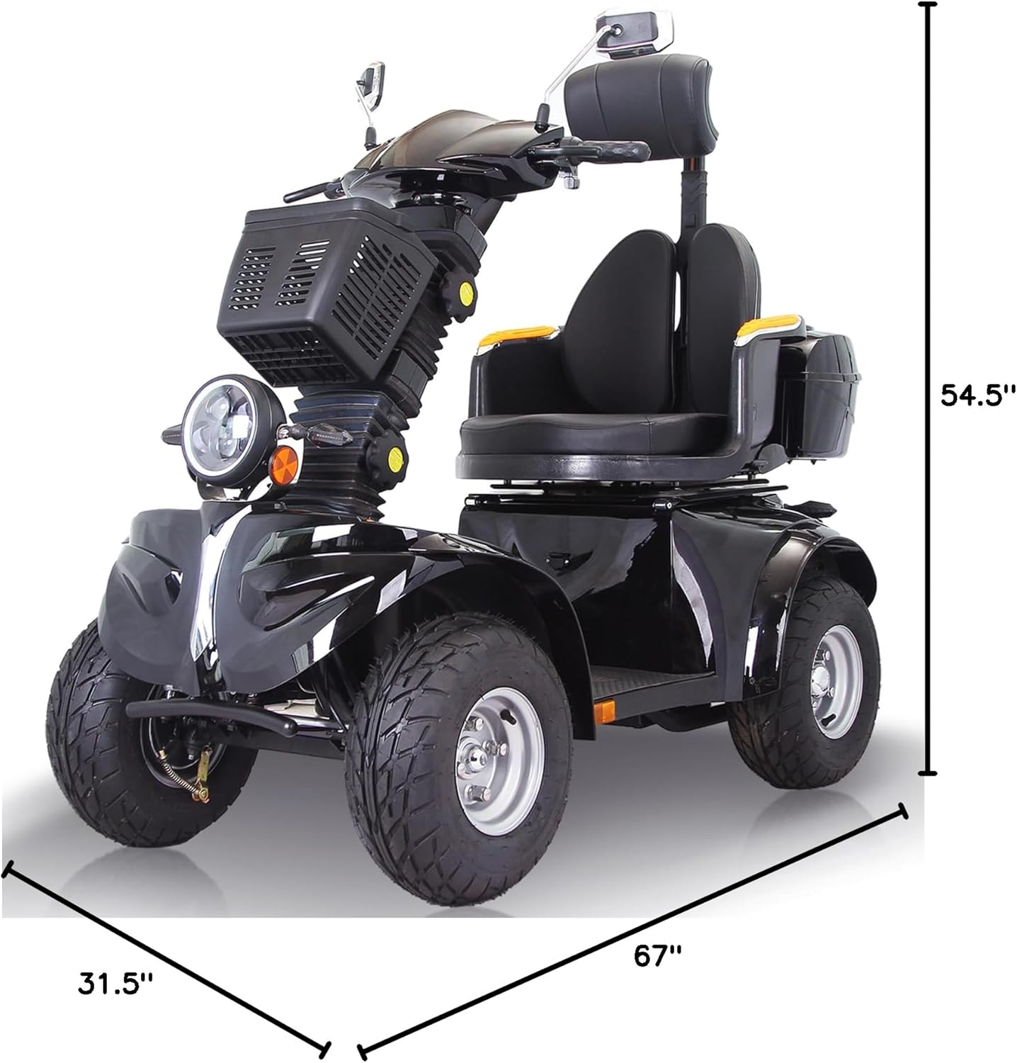 Heavy Duty 4 Wheels Mobility Scooter, All Terrain Electric Mobility Scooters for Seniors and Adults, 1000W Motor, Fat Tire, Adjustable Handle and Seats, 500lbs Capacity, 31-36 Miles of Range