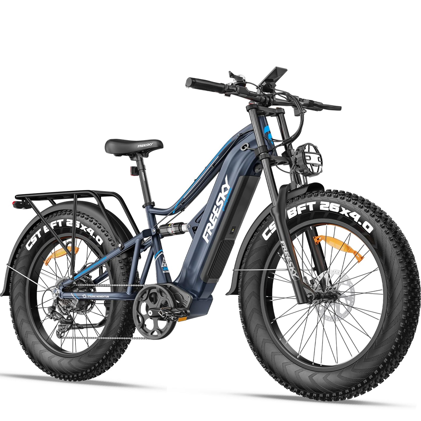 FREESKY 2000W Electric Bike with BAFANG Motor & 48V 30Ah Samsung Cells Battery, 35MPH Max Speed, 120 Miles Range, Full Suspension Mountain Ebike for Adult, 26" Fat Tires, Smart Keys, Hydraulic Brakes