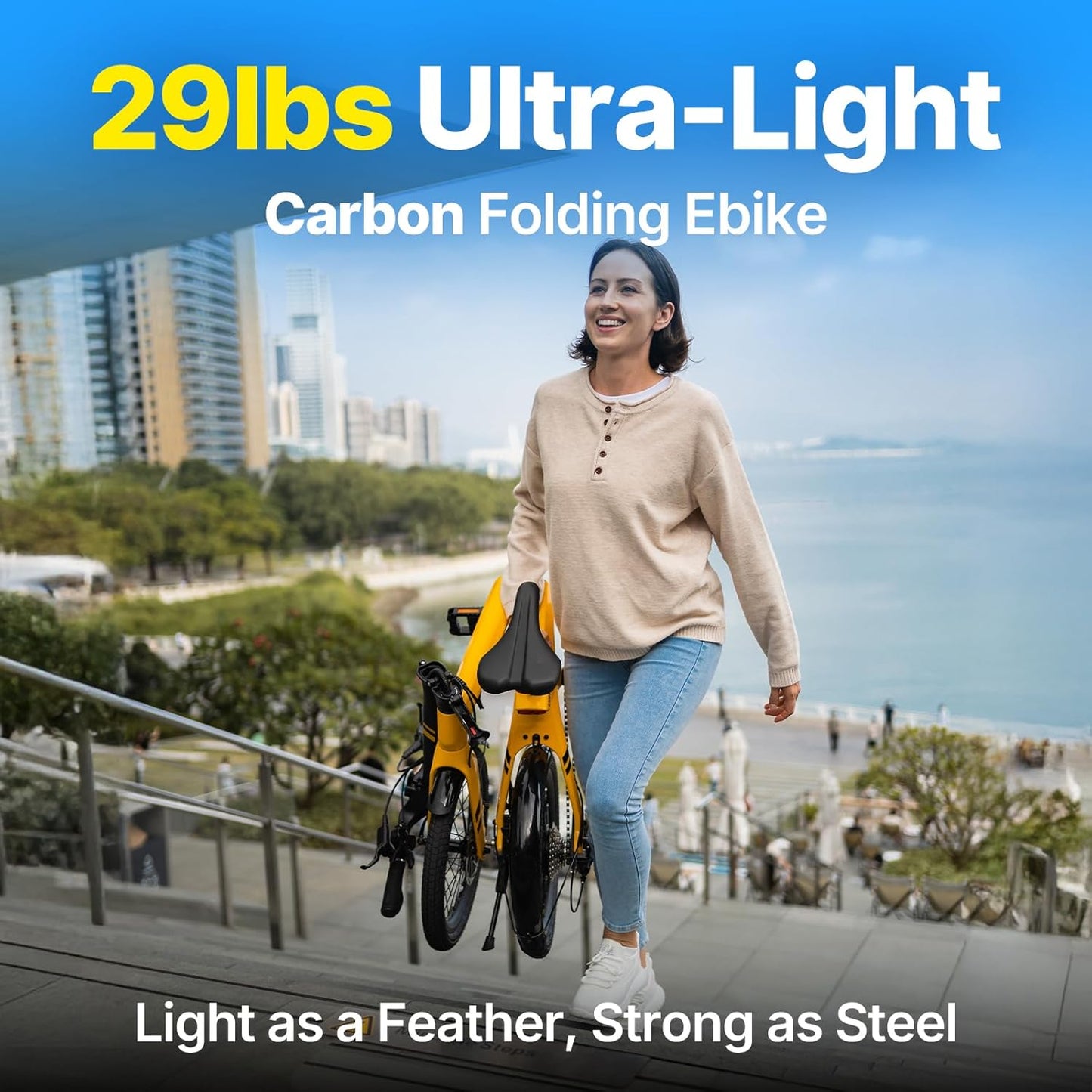 URTOPIA Carbon Fold 1 E-Bike, 29lbs Ultra Light Foldable Electric Bike, Assembly-Free Folding Electric Bikes for Adults, Removable Battery, 500W Motor, 20 Mph 40 Miles, Perfect for Commuting