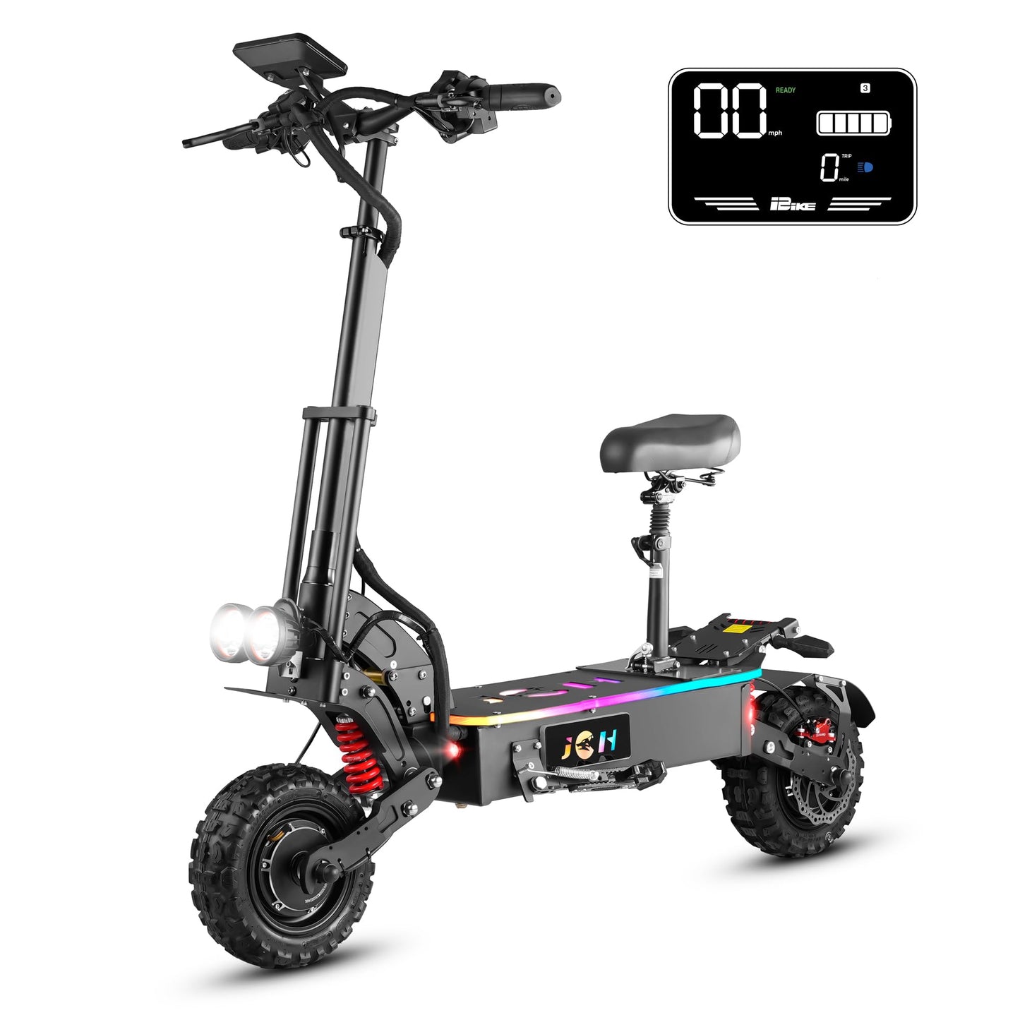 JGH Electric Scooter Adults, 10.5"/11" Tires, 800/6000W Motor E-Scooter Up to 50/75 Miles Range,Top Speed 31/55 MPH, Folding Commuting Electric Scooter for Adults