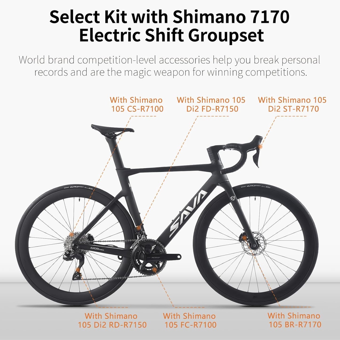 SAVADECK Carbon Road Bike, Lightweight 24-Speed Shifting Road Bicycle with Shimano 105 Di2 7170 Groupset, Carbon Frame with 700C Carbon Wheelset Disc Brake, Integrated Design Race Bikes for Adults