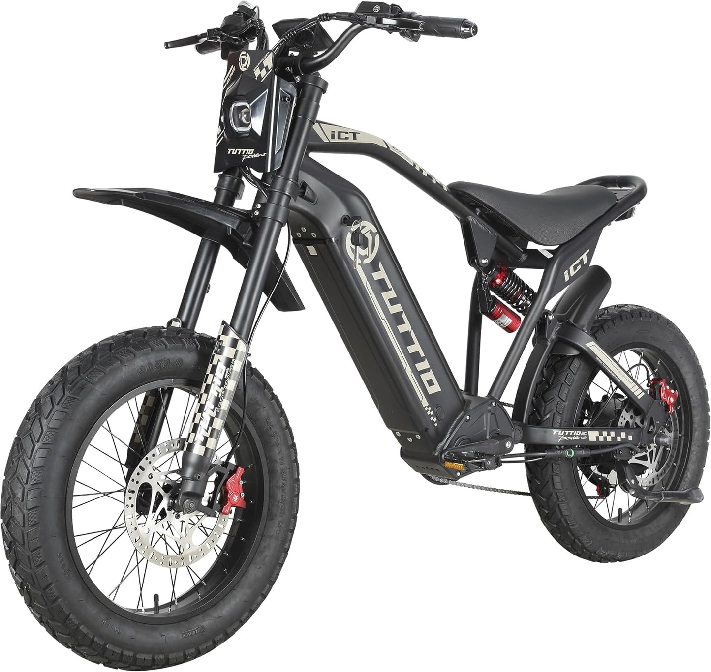 Electric-Dirt-Bike for Adults-Teens, ICT Peak 4000W-43MPH-60V-25AH Electric Motorcycle 20" Fat-Tire-Electric-Bike for Mountain Snow Off-Road Fit Age 16+