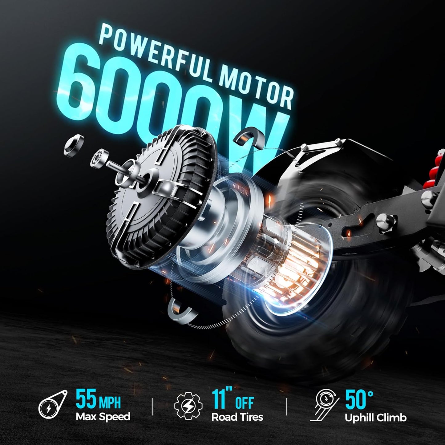 JGH Electric Scooter Adults, 10.5"/11" Tires, 800/6000W Motor E-Scooter Up to 50/75 Miles Range,Top Speed 31/55 MPH, Folding Commuting Electric Scooter for Adults