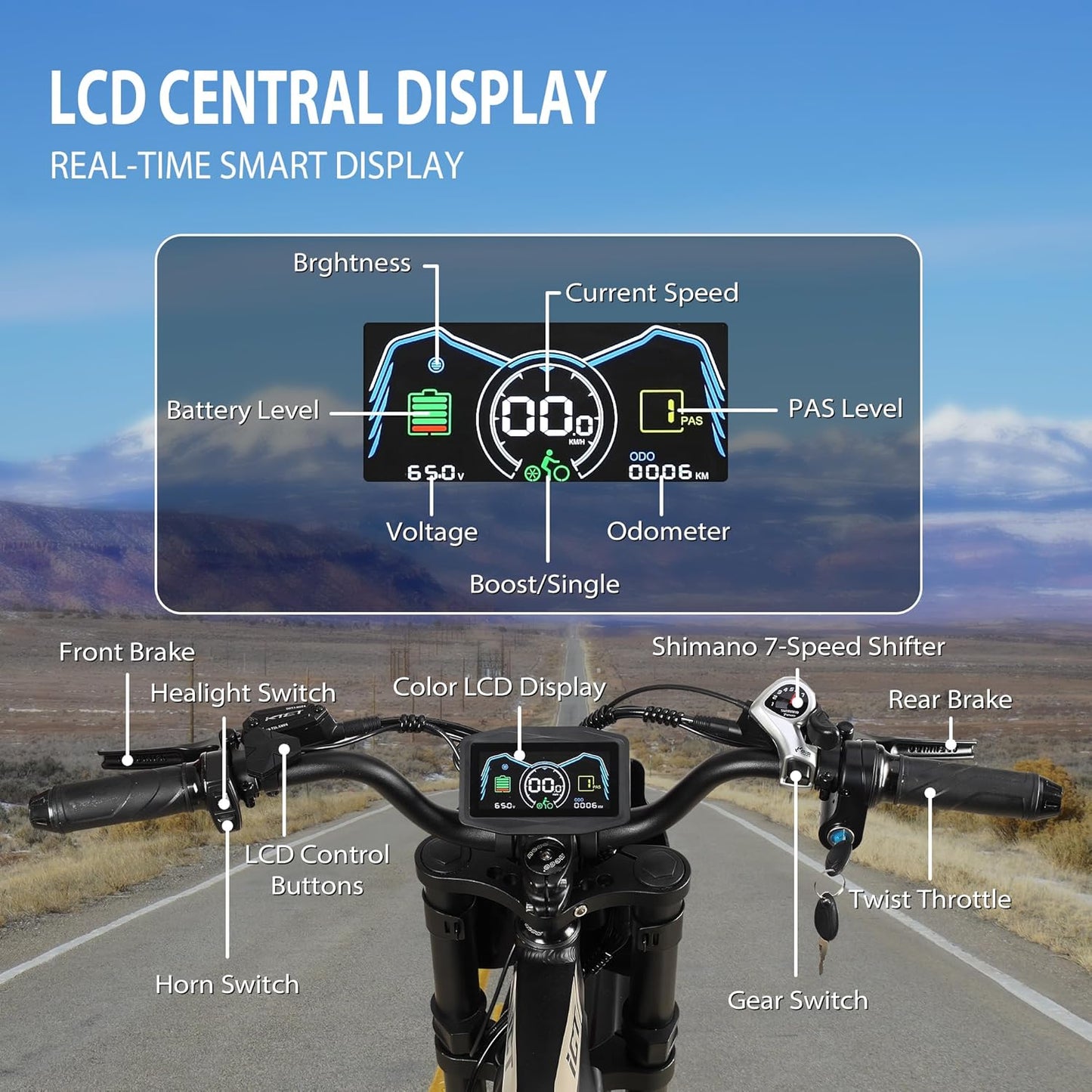 Electric-Dirt-Bike for Adults-Teens, ICT Peak 4000W-43MPH-60V-25AH Electric Motorcycle 20" Fat-Tire-Electric-Bike for Mountain Snow Off-Road Fit Age 16+