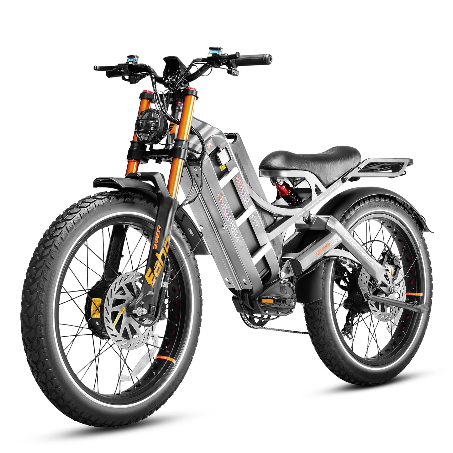 eAhora Romeo Pro Ⅲ Peak 5600W Electric Bike for Adults 50Mph, 60V 80Ah Battery up to 250 Miles,Long Range Dual Motors Ebike,26"*4.0 Fat Tire Full Suspension Mountain E-Bike for Men,UL 2849