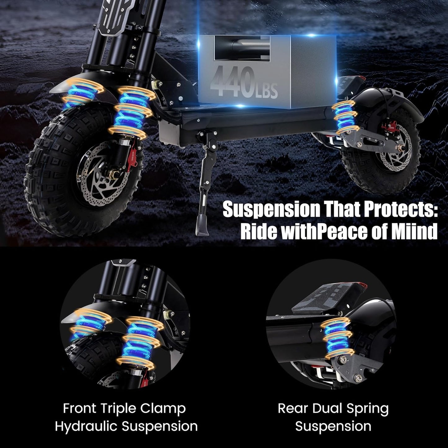 Electric Scooter Adult 7000W Brushless Motor Up to 55 MPH, 60V 33Ah Li-Ion Battery Range 65+ Miles, 13 "All Terrain Tires, Full Suspension EScooter Adjustable Handlebar Height, E-Scooter with Seat