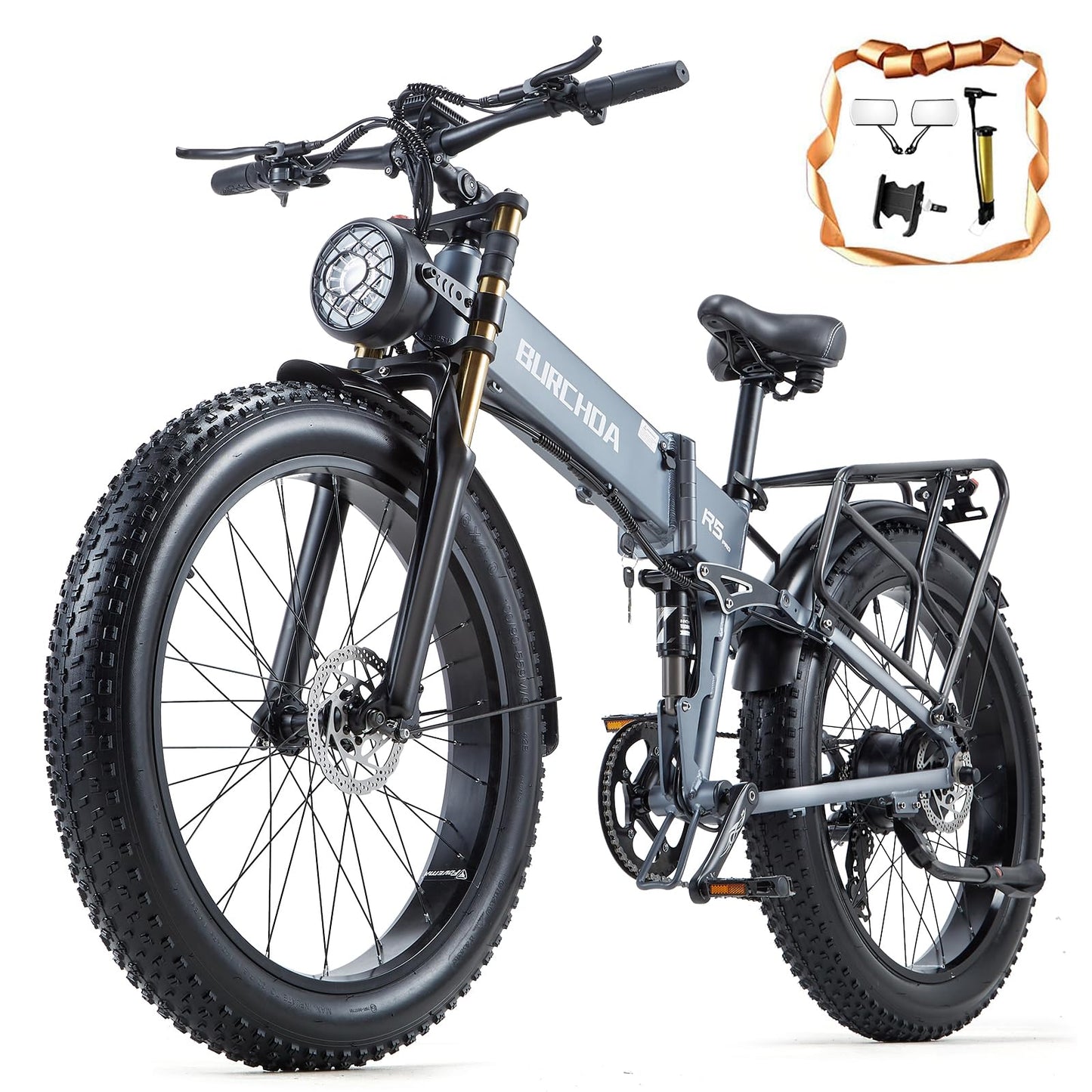 Dual Motor 2000W/1000W Electric Bike for Adults 48V 30AH/20Ah Long Range ebike Removable Battery 26" Fat Tire Off Road Mountain Full Suspension Electric Bicycle,Dual Hydraulich Brakes,32mph/30mph