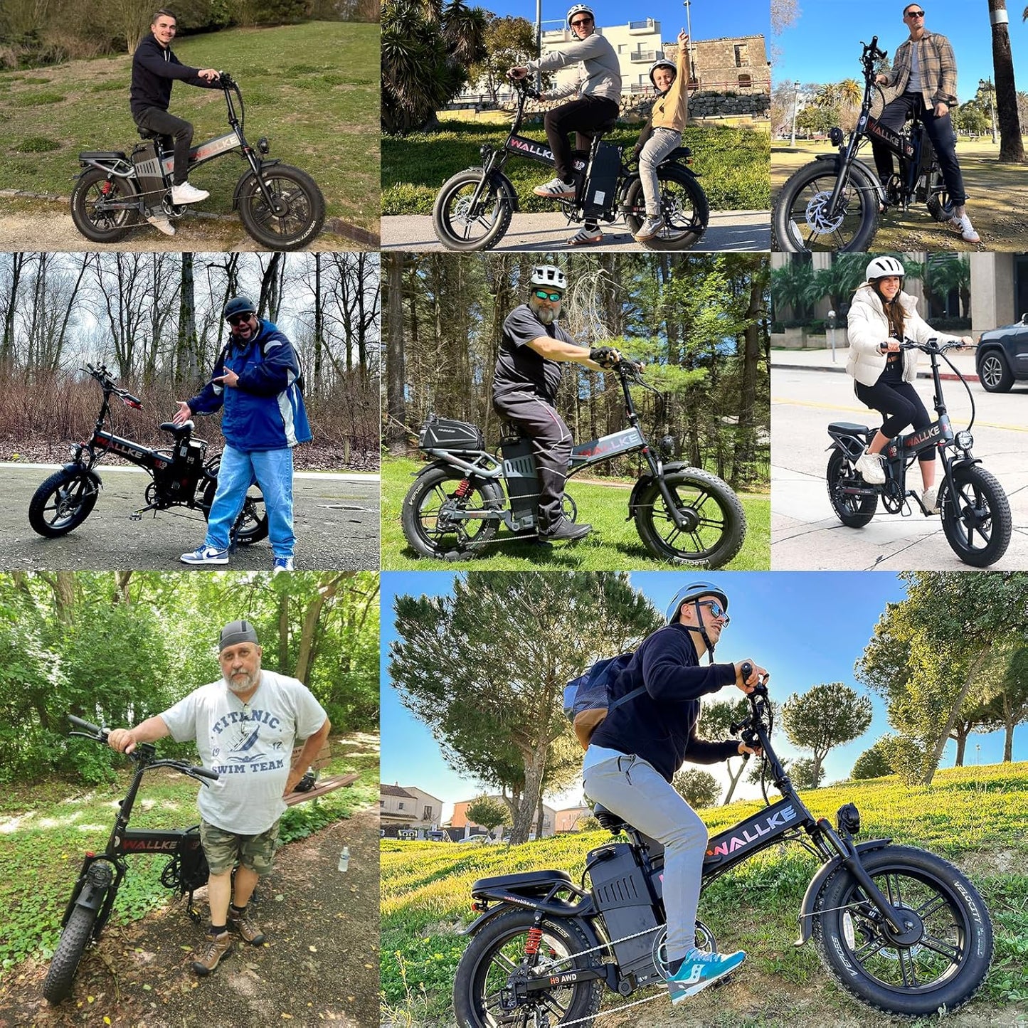 Wallke H9 AWD 3200W Dual Motor Electric Bike for Adult, 48V 82Ah/60Ah Sam-Sung Cell Battery Long Range Ebike, 31-34MPH Fast E-Bike, 20" Fat Tire Foldable Full Suspension Road/Mountain Hunting, UL2849