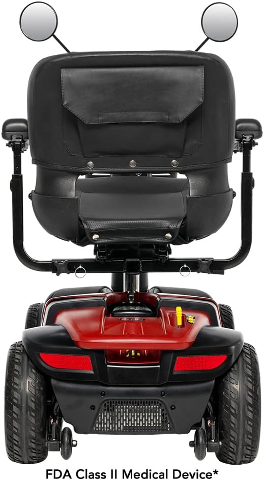 Pride Victory Platinum 4 Wheel Mobility Scooter + Rear Storage Pod, Phone Holder, Rear Basket, 400 Lbs Capacity, 18" or 20" Wide Seat, 15.5 Mile Range, Ext Warranty (Cardinal Red, 20" Wide Seat)