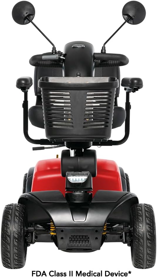 Pride Victory Platinum 4 Wheel Mobility Scooter + Rear Storage Pod, Phone Holder, Rear Basket, 400 Lbs Capacity, 18" or 20" Wide Seat, 15.5 Mile Range, Ext Warranty (Cardinal Red, 20" Wide Seat)