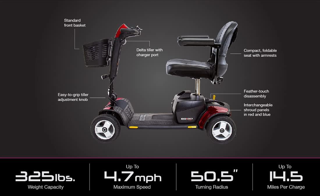 Pride Mobility S74 Go-Go Sport 4-Wheel Electric Mobility Scooter For Adults