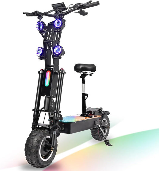 Dual Motor Off Road Scooter for Adults - 62MPH, 80-Mile Range, 10000W Peak, 13/14-Inch Tires, UL2272 Certified