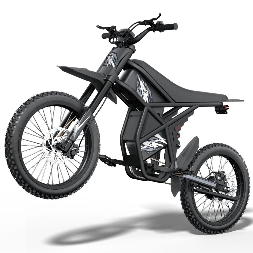 Riding'times Upgraded GT73/GT73PRO Electric Dirt Bike for Adults 2400W/3000W, Max 37/50 MPH & 85 Mile Long Range Ebike with 25" Motorcycle Tires, 1747Wh/2160Wh Dual Battery E Bike, Full Suspension