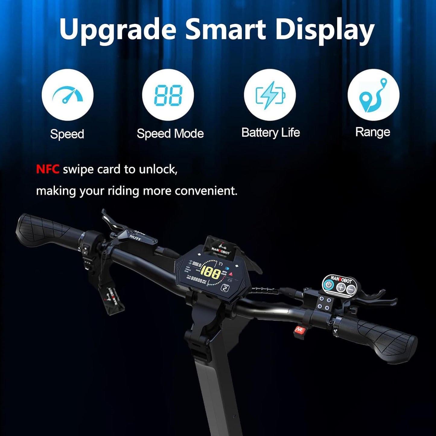 NANROBOT Electric Scooter Adults 50mph Dual Motor Electric Scooter with Suspension 80Miles Range Fast Sports Escooter Folding 10" Off Road Tires 330LBS Max Load Complies with UL2272 Certification