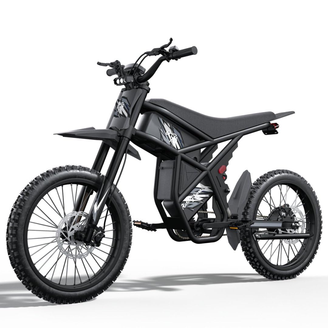 GT73PRO/GT73 Electric Dirt Bike for Adults, 3000W 60V 50MPH //2400W 48V 37MPH, 36.4AH Dual Battery Ebike Up to 85 Miles, 25" Motorcycle Tire, UL2849 All Terrain for Mountains, Snow, Sand, Road