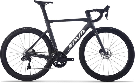 SAVADECK Carbon Siber Road Bike, 24 Speeds Shifting Road Bicycle with Shimano Ultegra Di2 8170 Groupset, Carbon Race Bike with Carbon Frame and Carbon Wheelset Disc Brake for Adult