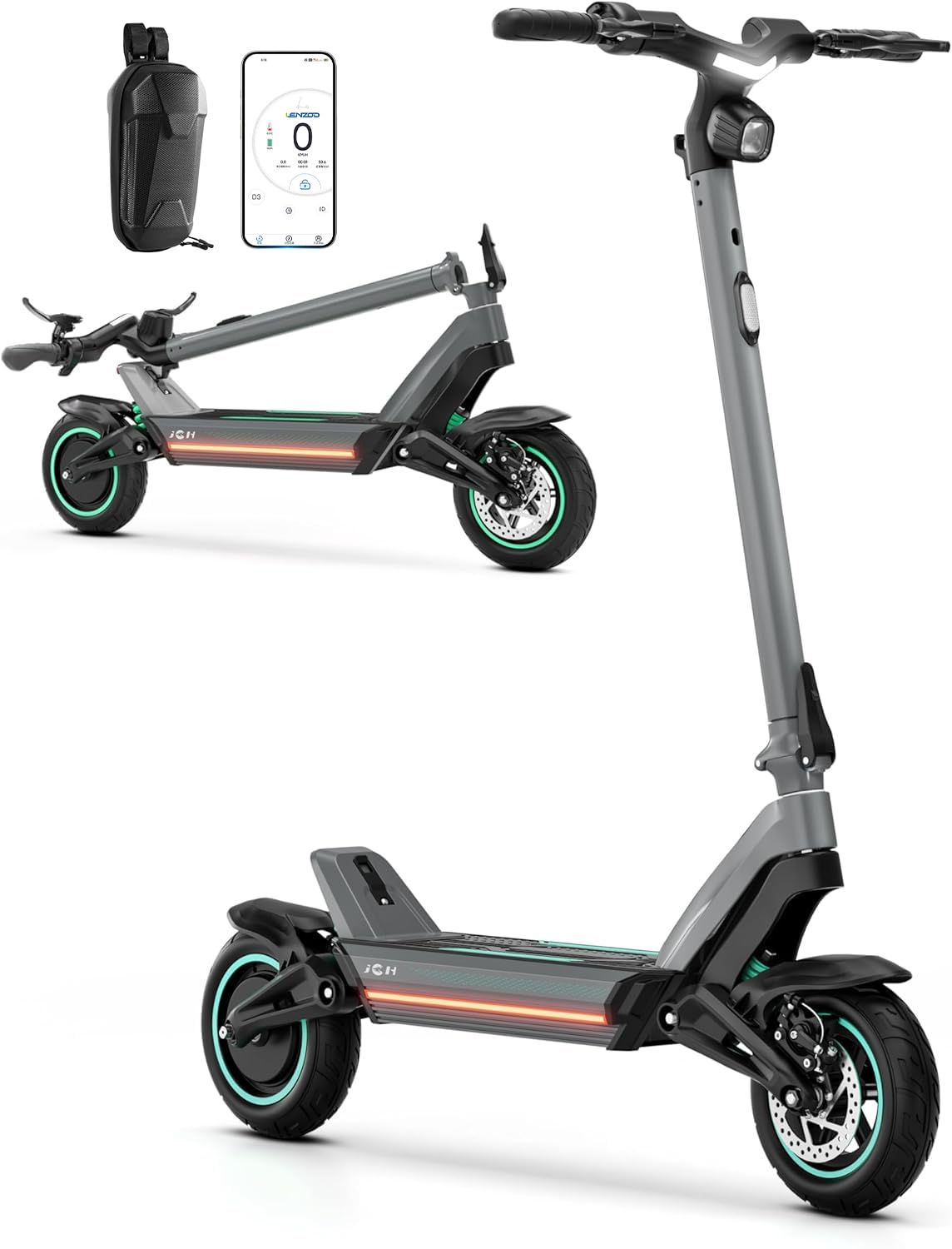 JGH Electric Scooter Adults, 10.5"/11" Tires, 800/6000W Motor E-Scooter Up to 50/75 Miles Range,Top Speed 31/55 MPH, Folding Commuting Electric Scooter for Adults