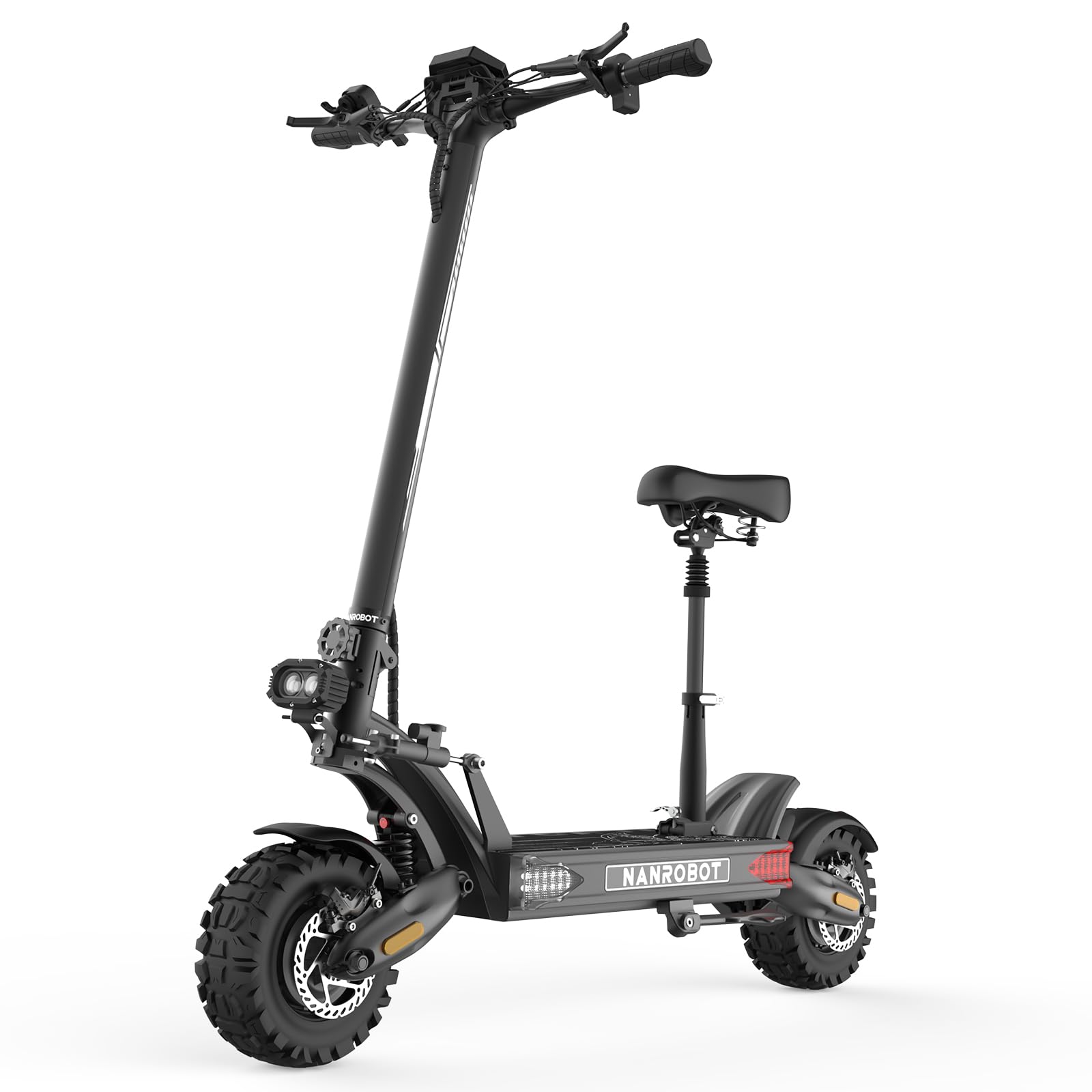 NANROBOT LS7+ Electric Scooters for Adults Fast 75mph Off Road EScooter Folding Waterproof 6000W Dual Motor EScooter with Suspension Kick Escooters 300lbs Load 45-85 Miles Dual Hydraulic Brake(Nutt)