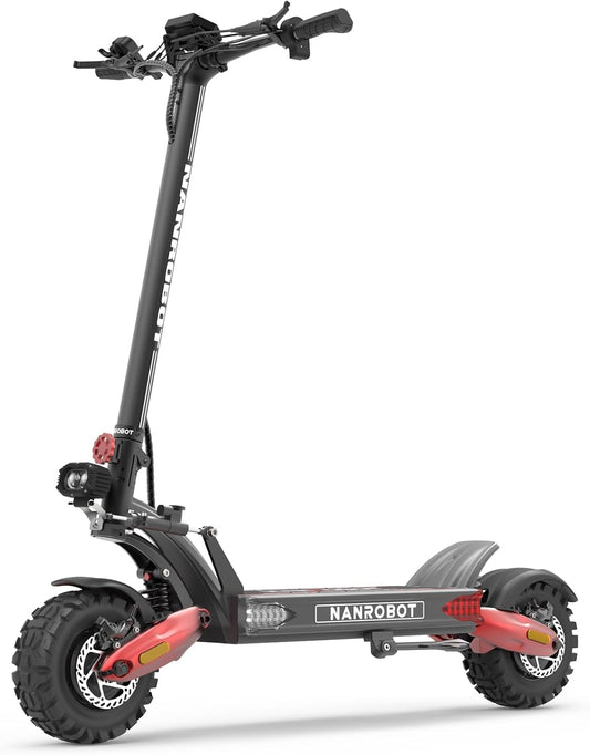 NANROBOT LS7+ Electric Scooters for Adults Fast 75mph Off Road EScooter Folding Waterproof 6000W Dual Motor EScooter with Suspension Kick Escooters 300lbs Load 45-85 Miles Dual Hydraulic Brake(Nutt)