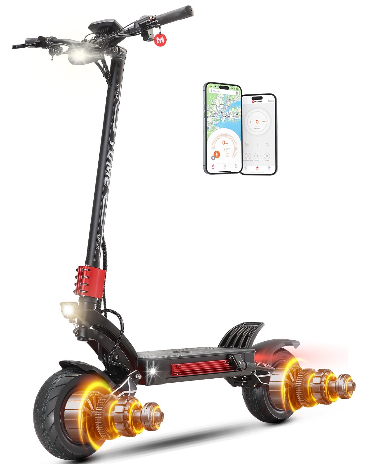 M YUME SCOOTER Raptor 6000W Motor Scooter, 50MPH 56/60 Miles 60V 27/30AH Electric Scooter for Adults, 11" Long Range Scooter Fast Escooter for Commuting & Adventure,UL-2272 Certified