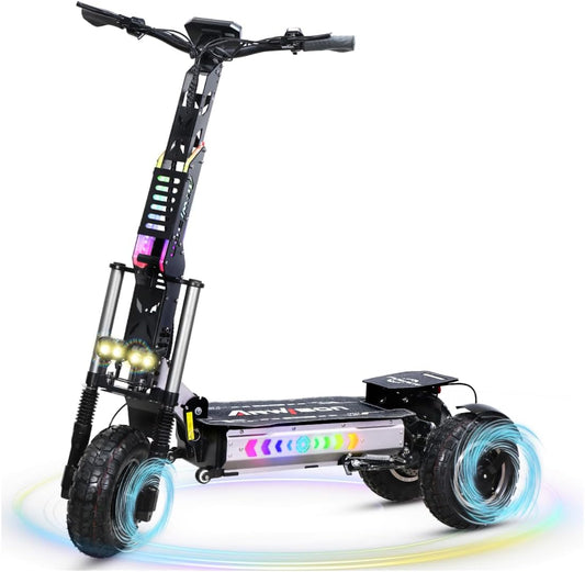 Adults Electric Scooter LED Large Screen Instrument 6000W Dual Motors Up to 58 MPH, 60V27Ah Battery 22 Miles Long Range, Dual Suspension and Hydraulic Disc Brakes