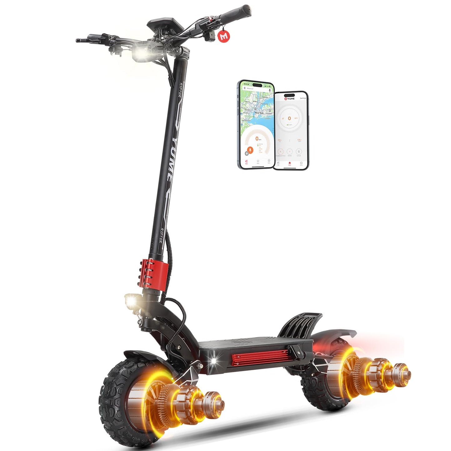 M YUME SCOOTER Raptor 6000W Motor Scooter, 50MPH 56/60 Miles 60V 27/30AH Electric Scooter for Adults, 11" Long Range Scooter Fast Escooter for Commuting & Adventure,UL-2272 Certified