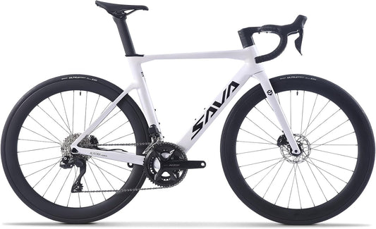 SAVADECK Carbon Road Bike, Lightweight 24-Speed Shifting Road Bicycle with Shimano 105 Di2 7170 Groupset, Carbon Frame with 700C Carbon Wheelset Disc Brake, Integrated Design Race Bikes for Adults
