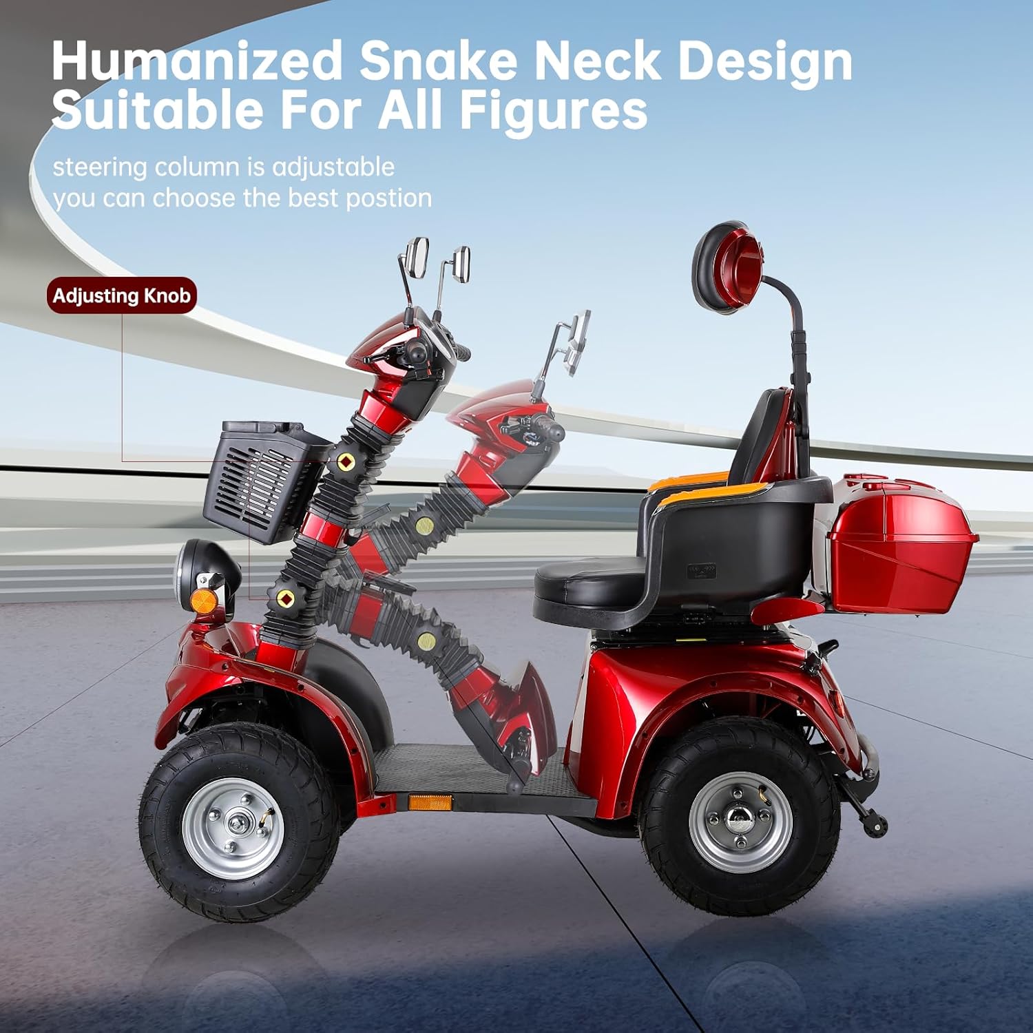 Heavy Duty Mobility Scooters for Seniors & Adults 500lbs Capacity - Electric Powered Motorized Scooter - 1000W All Terrain Recreational Mobility Scooter for Travel Red