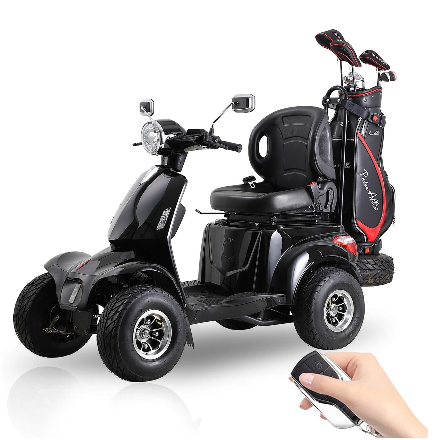 Mobility Scooters for Seniors & Adults 600lbs Capacity, Heavy Duty 4-Wheel 3-Speed Electric Powered Wheelchair Device 1000W All Terrain, Elderly-Lockbox Adjustable Seat (DJD Black 1000W)