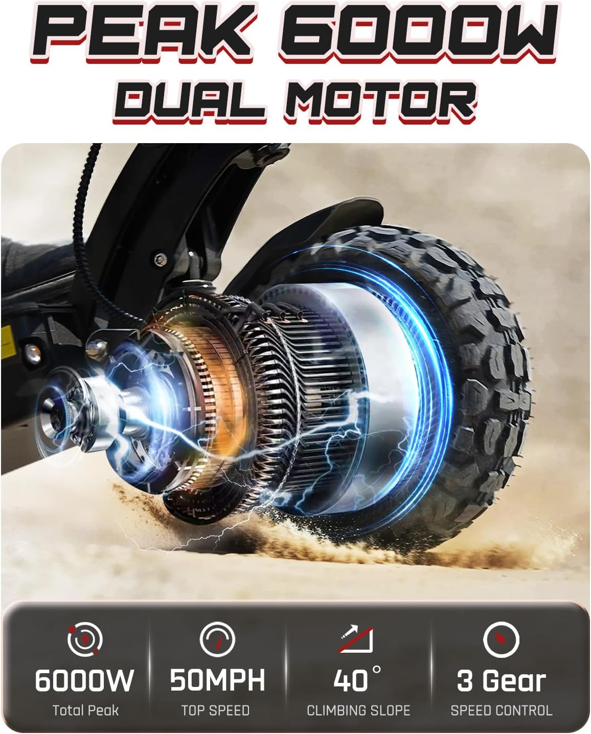M YUME SCOOTER Raptor 6000W Motor Scooter, 50MPH 56/60 Miles 60V 27/30AH Electric Scooter for Adults, 11" Long Range Scooter Fast Escooter for Commuting & Adventure,UL-2272 Certified