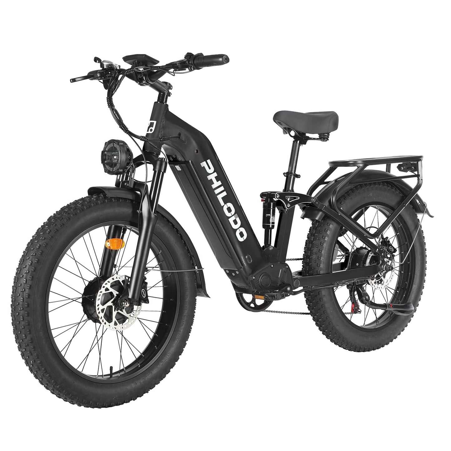 PHILODO Falcon 60V 32AH Off-Road Electric Bike 45MPH - 5000W Peak Dual Motor Hunting Ebike, Fat Tire Full Suspension Dirt Bike for Adults, Long Range Snow/Sand Electric Bicycle