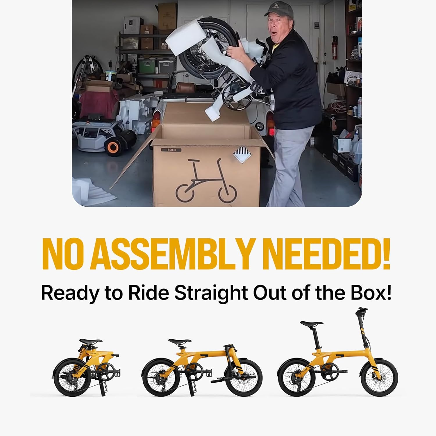 URTOPIA Carbon Fold 1 E-Bike, 29lbs Ultra Light Foldable Electric Bike, Assembly-Free Folding Electric Bikes for Adults, Removable Battery, 500W Motor, 20 Mph 40 Miles, Perfect for Commuting