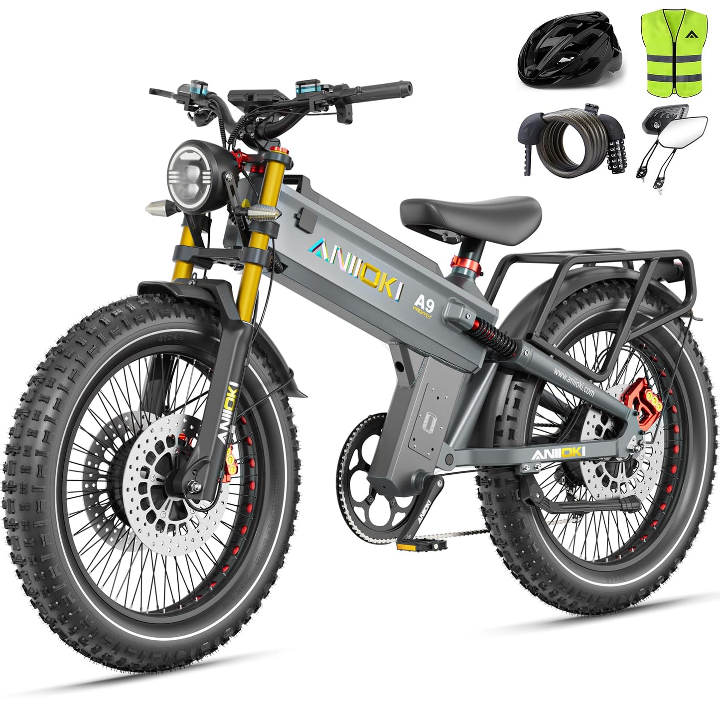 A9 Pro Max Dual Motor Ebike,Electric Bike with 60V 70/80ah Battery,45+ Mph Top Speed, 26 * 4.8" Fat Tire Dirt Bike, 200 Miles Commuting Bike，2025 Upgraded Version