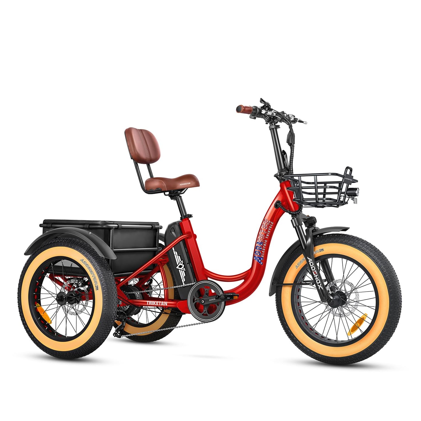 ADDMOTOR TRIKETAN M-330 Electric Trike for Adults, UL2849 Certified, 750W Rear Motor Electric Tricycle, 48V 20Ah 85MI, Fat Tire 3 Wheel Electric Bike for Seniors with Parking Brake & Differential