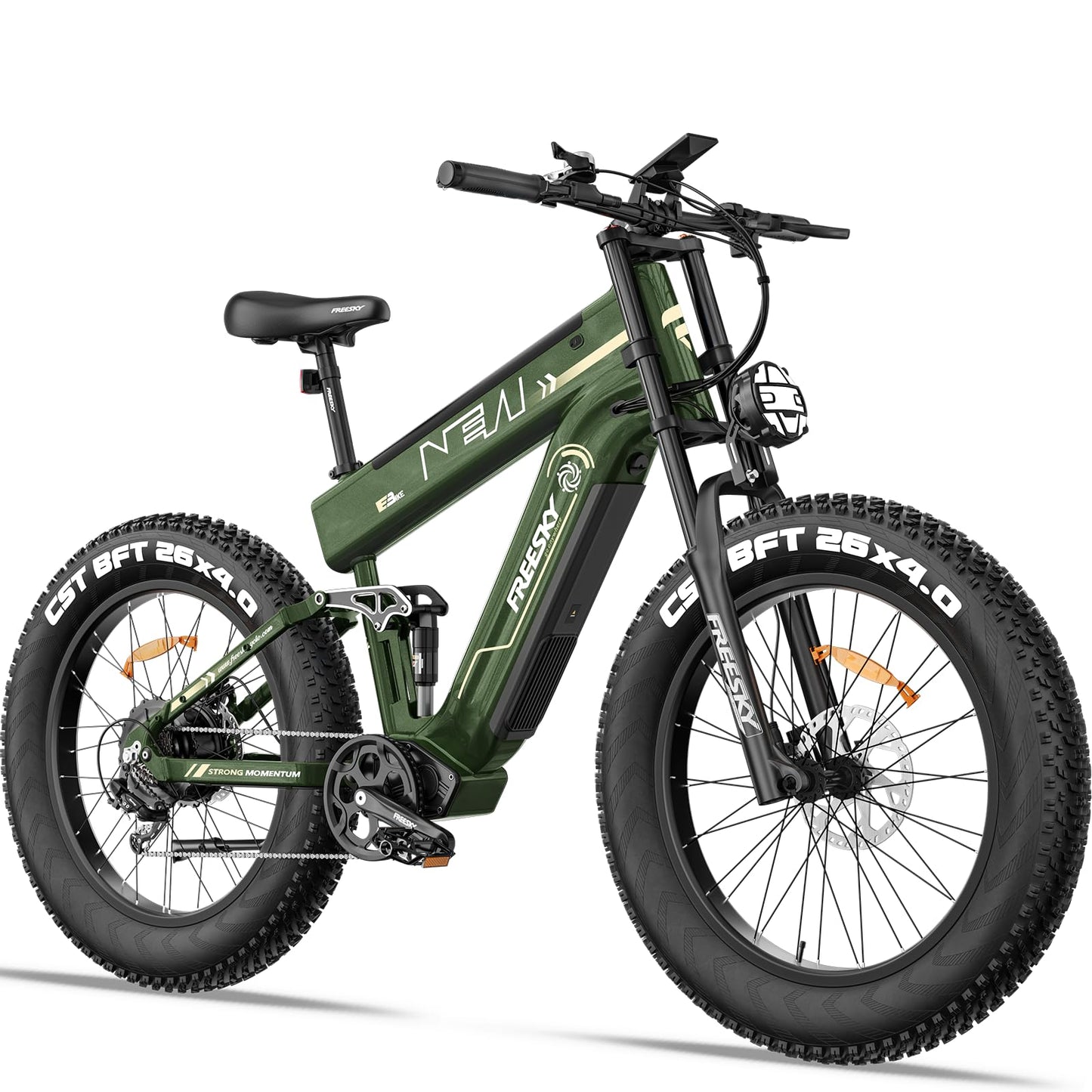 FREESKY 2025 Upgraded Dual Battery 48V 41AH Peak 2500W Motor 90-160 Miles Long Range Electric Bike for Adults 38MPH+ 26" Fat Tire Full Suspension EBike with Dual Hydraulic Brakes