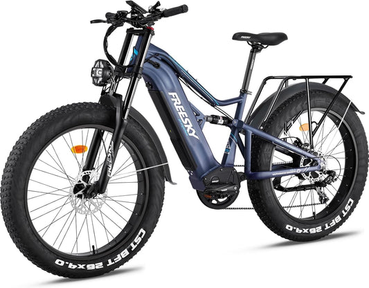 FREESKY 2000W Electric Bike with BAFANG Motor & 48V 30Ah Samsung Cells Battery, 35MPH Max Speed, 120 Miles Range, Full Suspension Mountain Ebike for Adult, 26" Fat Tires, Smart Keys, Hydraulic Brakes