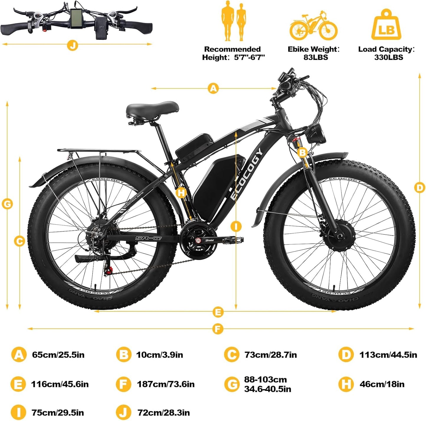 Dual Motor Electric Bikes for Adults, 5000W Peak Ebikes, 52V 32Ah, Max 40-45MPH &100 Miles E-Bike, Hydraulic Disc Brake , 26" Fat Tire Off Road Snow Mountain E-bikes, 7-Speed Pedal Assist Bicycle