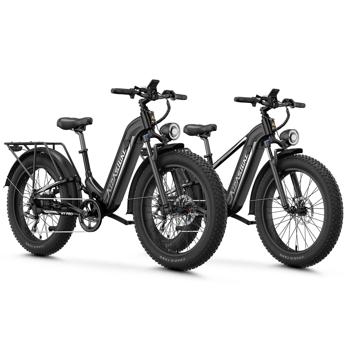 M1 Pro & M2 Pro Electric Bike Combo, 1800W Peak Motor Fat Tire EBikes for Adults, 36MPH Electric mountain Bike with 48V 17.5Ah Battery, 26" x 4.0" All-Terrain Tires, 7 Speed, 85 Miles Long Range