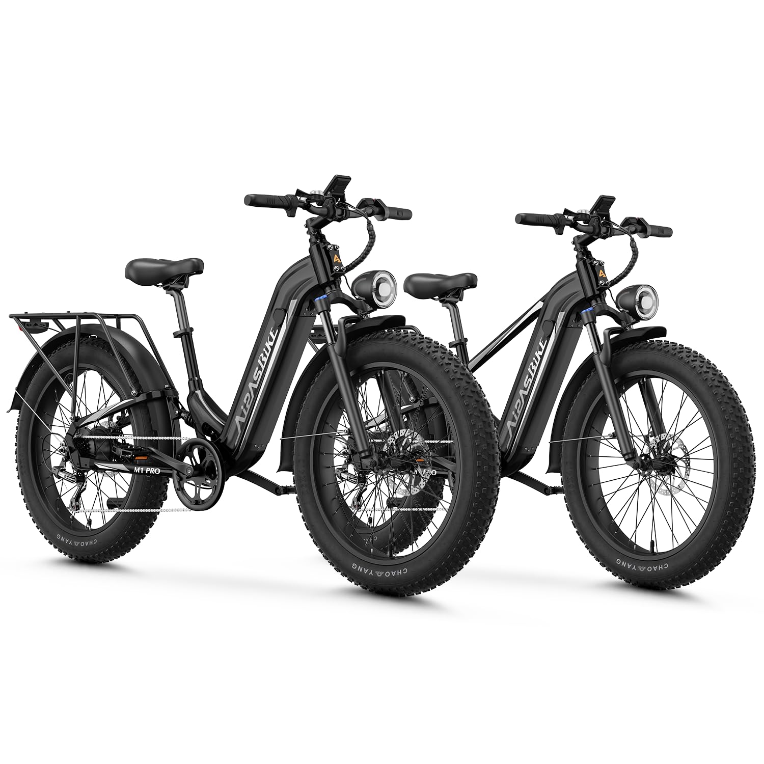 M1 Pro & M2 Pro Electric Bike Combo, 1800W Peak Motor Fat Tire EBikes for Adults, 36MPH Electric mountain Bike with 48V 17.5Ah Battery, 26" x 4.0" All-Terrain Tires, 7 Speed, 85 Miles Long Range