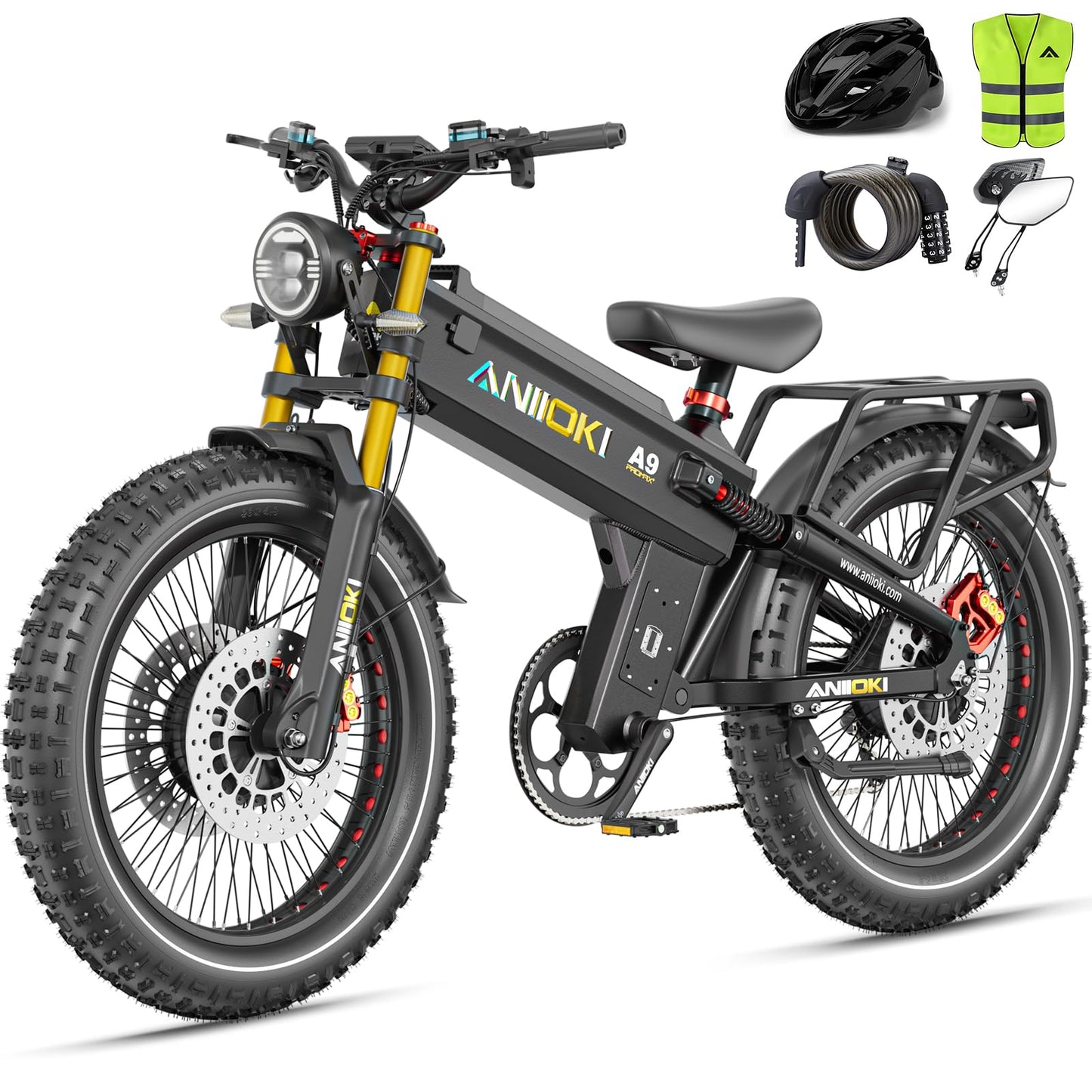 A9 Pro Max Dual Motor Ebike,Electric Bike with 60V 70/80ah Battery,45+ Mph Top Speed, 26 * 4.8" Fat Tire Dirt Bike, 200 Miles Commuting Bike，2025 Upgraded Version